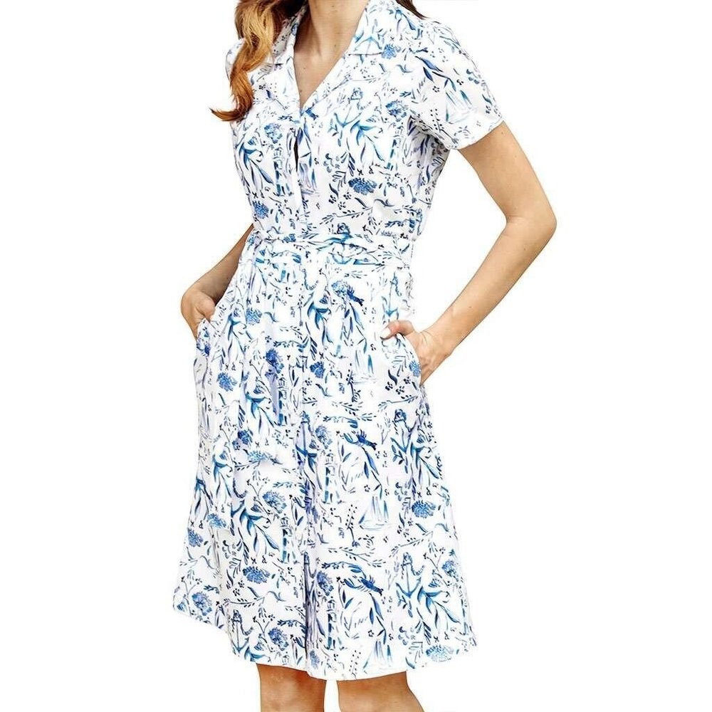 Kiel James Patrick Size 0 Sarah Patrick Nautical Chinoiserie Shirt Dress